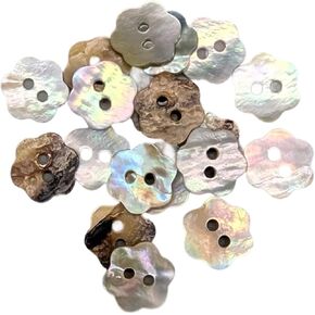 Natural Mother-of-Pearl Shell Buttons - Nacar - AKOYA - 2 Holes Round Sewing Buttons - Iridisdent Color - Produced and Shipped from Spain (12 mm)