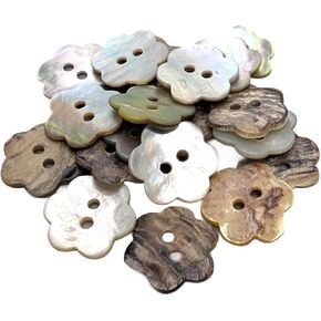Natural Mother-of-Pearl Shell Buttons - Nacar - AKOYA - 2 Holes Round Sewing Buttons - Iridisdent Color - Produced and Shipped from Spain (12 mm) in Kuwait