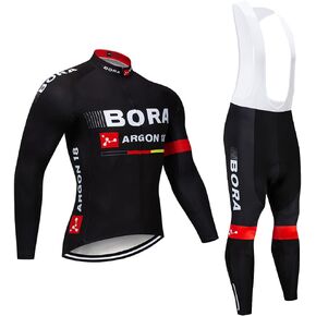 طقم ملابس ركوب الدراجات للرجال بأكمام طويلة، جيرسي لركوب الدراجات، بسحاب، جيب للدراجة، سروال مريلة لركوب الدراجات، مبطن بالجل in Kuwait