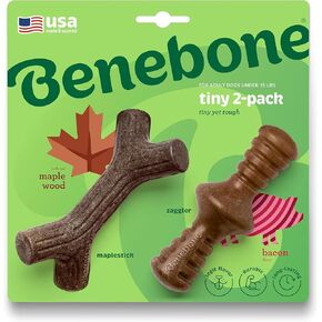 Benebone Large 4-Pack Dog Chew Toys for Aggressive Chewers, Made in USA, 90lbs and Under