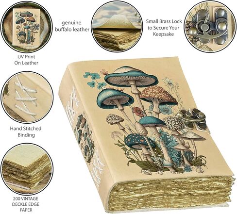 Vintage Mushroom Journal-Aesthetic Botanical Themed Notebook-Beautiful Retro Book of Shadows Journal Sketchbook-Cute Mushroom Gifts Women Grimoire 200 Pages in Kuwait
