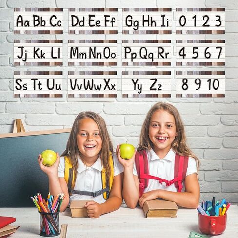 37 Pieces Alphabet Bulletin Board Set, Number ABC Posters for Classroom Wall Boho Rainbow Classroom Decor Preschool Educational Cards Kids Early Learning Colors Shapes Cards Poster in Kuwait