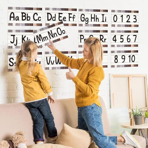 37 Pieces Alphabet Bulletin Board Set, Number ABC Posters for Classroom Wall Boho Rainbow Classroom Decor Preschool Educational Cards Kids Early Learning Colors Shapes Cards Poster in Kuwait