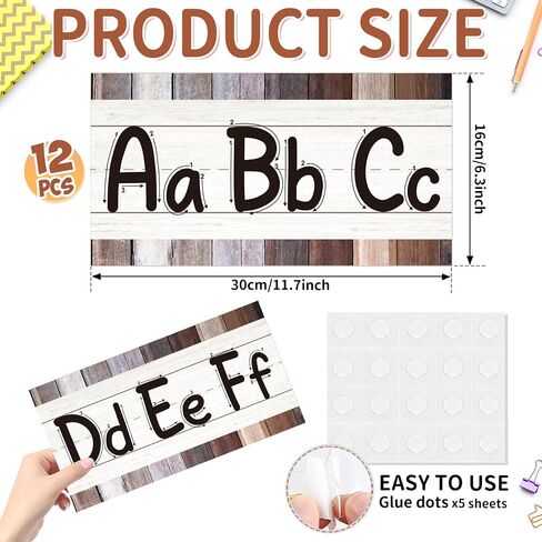 37 Pieces Alphabet Bulletin Board Set, Number ABC Posters for Classroom Wall Boho Rainbow Classroom Decor Preschool Educational Cards Kids Early Learning Colors Shapes Cards Poster in Kuwait