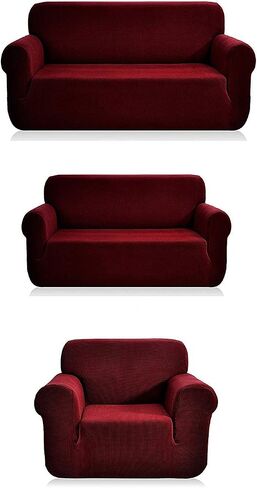 Luxury Home Collection Stretch Fabric Slipcover Set Solid (Black, 2 Pce (Sofa+Love-Seat)) in Kuwait