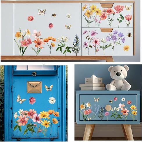 3 Sheet Vintage Flower Rub on Transfers for Furniture 6x12 Inch Floral Furniture Decals Transfers for Crafts Rub Vintage DIY Transfer Stickers for Scrapbooking Album Journal Wall Decor in Kuwait