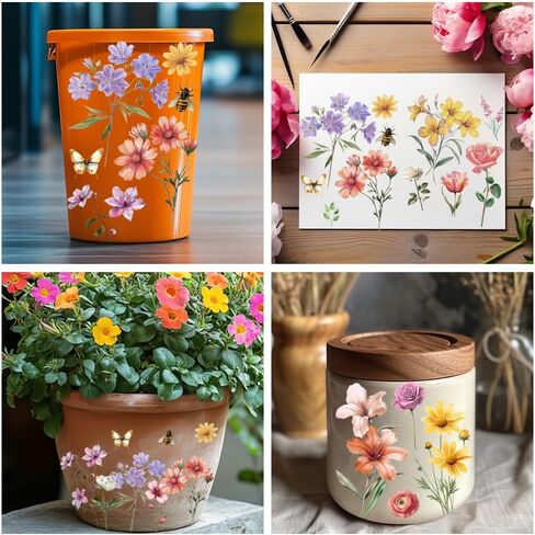 3 Sheet Vintage Flower Rub on Transfers for Furniture 6x12 Inch Floral Furniture Decals Transfers for Crafts Rub Vintage DIY Transfer Stickers for Scrapbooking Album Journal Wall Decor in Kuwait