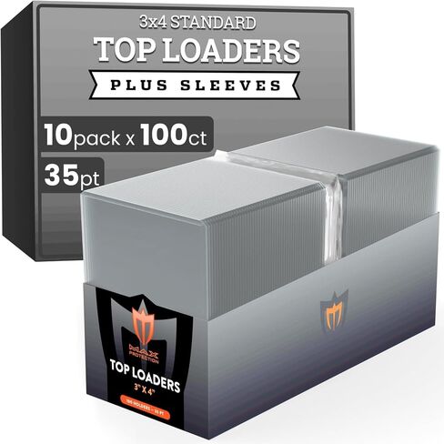 Max Protection 35pt Top Loaders for Cards with Bonus Soft Sleeves - 100 Count - Premium 3x4 Inch Trading Card Toploaders - Protect Your Baseball and Sports Cards with These Hard Plastic Protectors in Kuwait