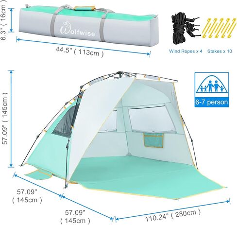 WolfWise Easy Up Beach Tent UPF 50+ Portable Instant Sun Shelter Canopy Umbrella in Saudi Arabia