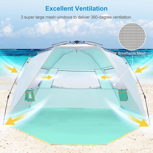WolfWise Easy Up Beach Tent UPF 50+ Portable Instant Sun Shelter Canopy Umbrella in Saudi Arabia