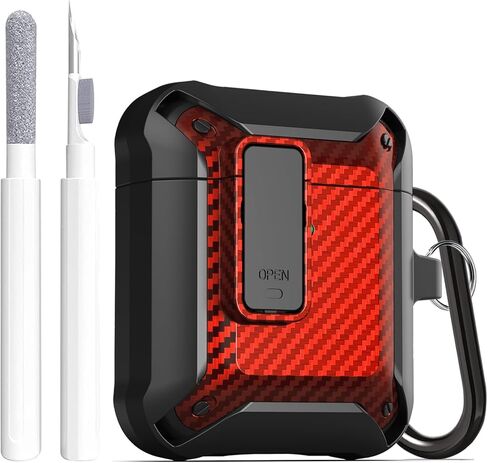 Upgraded Armor Secure Lock Airpod Case for Men Lock with Cleaner kit, Shockproof Protective Case for Apple AirPod 2&1 Wireless Cases Women in Kuwait