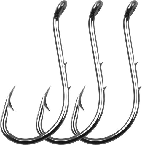 Octopus Baitholder Fishing Hooks, Sharp Barbed Beak Fish Hooks Black High Carbon Steel Circle Jig Hook, Size: 8# - 6/0, 50/100pcs in Kuwait