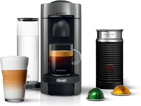Nespresso VertuoPlus Deluxe Coffee and Espresso Machine by De'Longhi with Milk Frother, 5 ounces, Matte Black in Kuwait