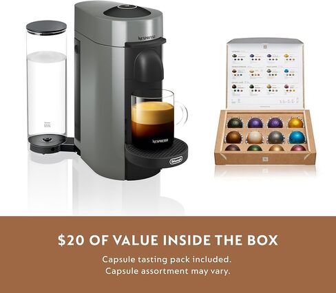Nespresso VertuoPlus Deluxe Coffee and Espresso Machine by De'Longhi with Milk Frother, 5 ounces, Matte Black in Kuwait