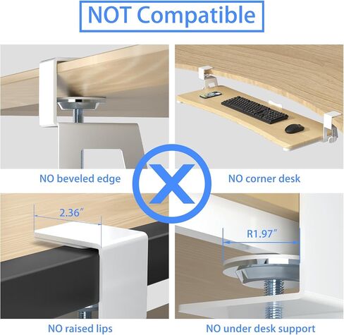 suptek Small Keyboard Tray Under Desk Pull Out with C Clamp Mount, Computer Keyboard & Mouse Tray, 20 (24.2 Including Clamps) x 11.8 inch Slide-Out Platform Computer Drawer for Typing, Black, DSF1S in Kuwait