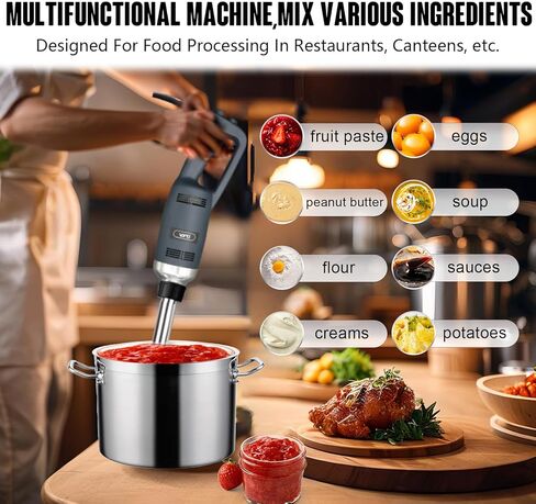 خلاط الغمر التجاري VONCI بقدرة 500 واط، عمود قابل للإزالة مقاس 15.7 بوصة SUS 304، خلاط يدوي عالي التحمل مع سرعة متغيرة 6000-20000 دورة في الدقيقة، خلاط كهربائي احترافي لاستخدام مطبخ المطعم. in Kuwait
