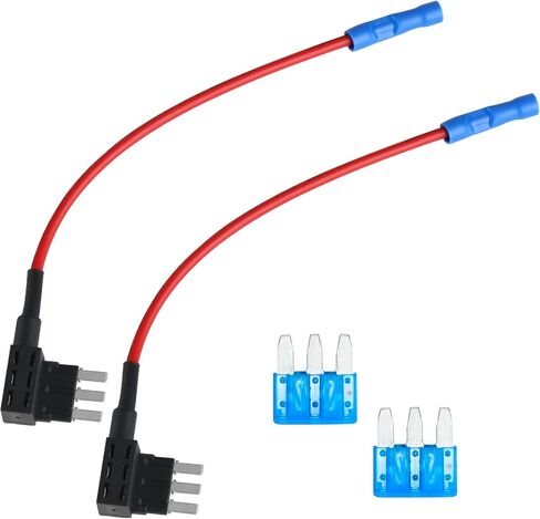 طقم محول دائرة كهربائية Micro3 Fuse Tap Add-a-Circuit، 2 حامل فيوز شفرة 12 فولت مع 2 صمامات 10 أمبير للملحقات الكهربائية للسيارات، وأضواء أسفل الجسم، وكاميرات أجهزة القياس in Kuwait