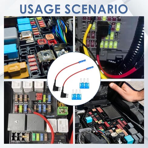 طقم محول دائرة كهربائية Micro3 Fuse Tap Add-a-Circuit، 2 حامل فيوز شفرة 12 فولت مع 2 صمامات 10 أمبير للملحقات الكهربائية للسيارات، وأضواء أسفل الجسم، وكاميرات أجهزة القياس in Kuwait