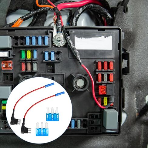طقم محول دائرة كهربائية Micro3 Fuse Tap Add-a-Circuit، 2 حامل فيوز شفرة 12 فولت مع 2 صمامات 10 أمبير للملحقات الكهربائية للسيارات، وأضواء أسفل الجسم، وكاميرات أجهزة القياس in Kuwait