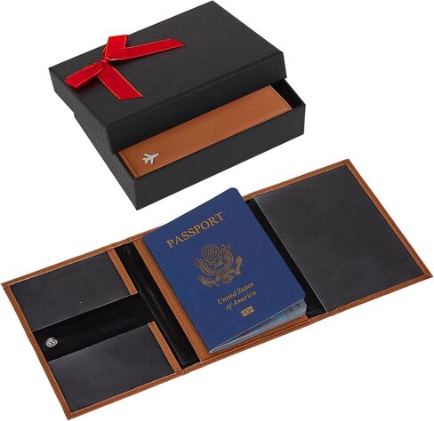 Pilot Wallet Passport Holder for Travel - RFID Blocking Genuine Leather Travel Document Holder with Gift Box Passport Wallet for Pilots Men and Women in Kuwait