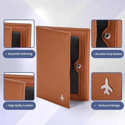 Pilot Wallet Passport Holder for Travel - RFID Blocking Genuine Leather Travel Document Holder with Gift Box Passport Wallet for Pilots Men and Women in Kuwait