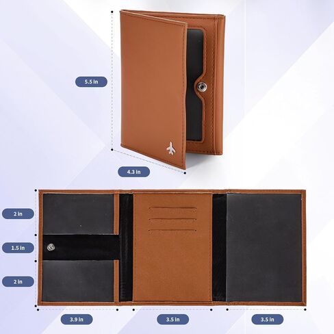 Pilot Wallet Passport Holder for Travel - RFID Blocking Genuine Leather Travel Document Holder with Gift Box Passport Wallet for Pilots Men and Women in Kuwait