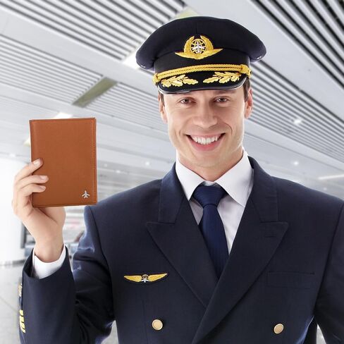 Pilot Wallet Passport Holder for Travel - RFID Blocking Genuine Leather Travel Document Holder with Gift Box Passport Wallet for Pilots Men and Women in Kuwait