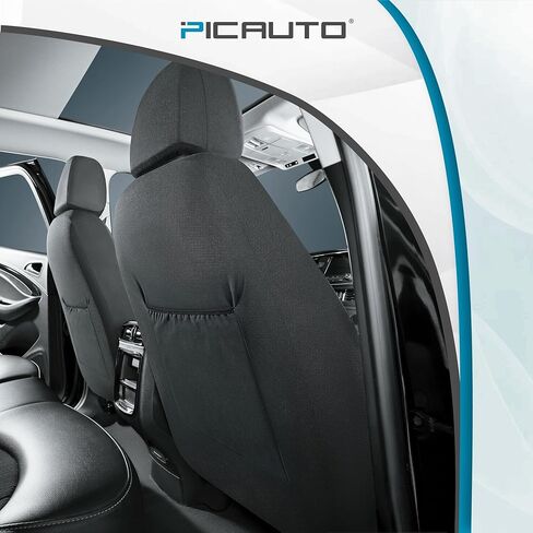 أغطية مقاعد السيارة الجلدية من PIC AUTO، واقيات مقاعد السيارة الفاخرة المقاومة للماء، غطاء من مادة PVC باللونين الأسود والرمادي، مناسبة للسيارات والشاحنات والشاحنات وسيارات الدفع الرباعي والوسائد الهوائية المتوافقة in Saudi Arabia