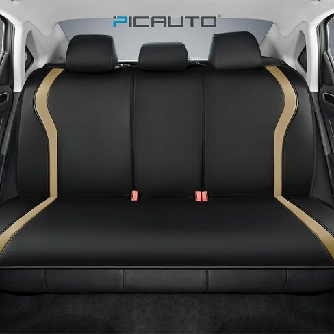 أغطية مقاعد السيارة الجلدية من PIC AUTO، واقيات مقاعد السيارة الفاخرة المقاومة للماء، غطاء من مادة PVC باللونين الأسود والرمادي، مناسبة للسيارات والشاحنات والشاحنات وسيارات الدفع الرباعي والوسائد الهوائية المتوافقة in Saudi Arabia