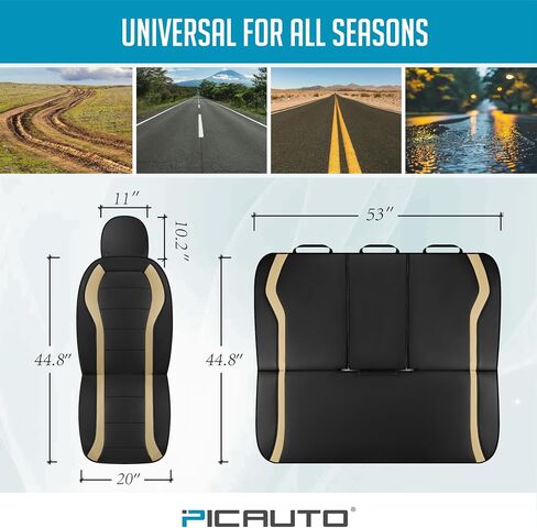 أغطية مقاعد السيارة الجلدية من PIC AUTO، واقيات مقاعد السيارة الفاخرة المقاومة للماء، غطاء من مادة PVC باللونين الأسود والرمادي، مناسبة للسيارات والشاحنات والشاحنات وسيارات الدفع الرباعي والوسائد الهوائية المتوافقة in Saudi Arabia
