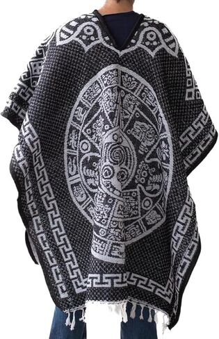Gamboa Reversible Mexican Ponchos for Men and Women Sarape Pancho Men Sarapes Mexicanos Costume Outfit in Kuwait