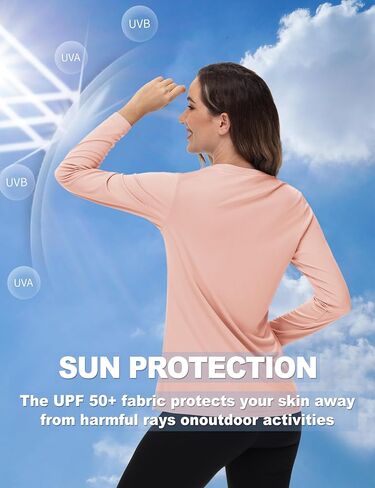 TACVASEN Women's UPF 50+ Sun Protection V Neck Long Sleeve Tops Quick Dry Hiking Running Workout T-Shirts in Kuwait