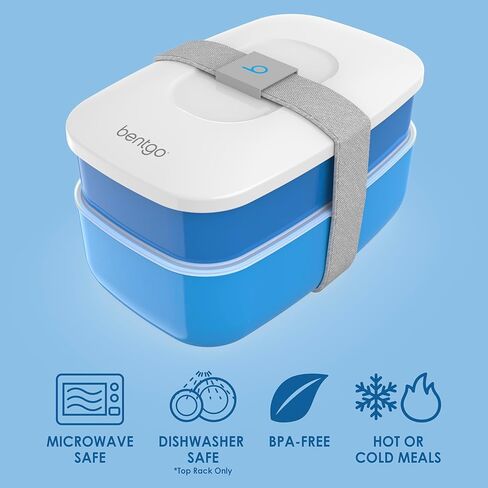 Bentgo Classic - Adult Bento Box, All-in-One Stackable Lunch Box Container with 3 Compartments, Plastic Utensils, and Nylon Sealing Strap, BPA Free Food Container (Khaki Green) in Kuwait