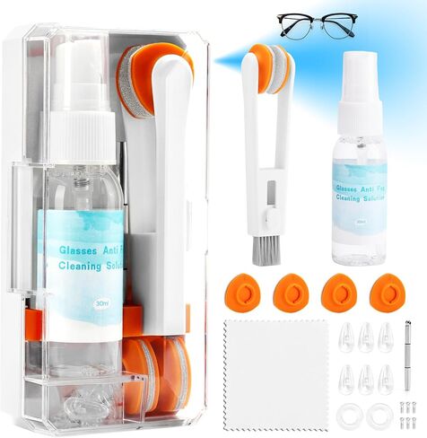 Ordilend Glasses Cleaner Eyeglass Cleaner Kit, Glasses Cleaning Kit Anti Fog Lens Cleaner Spray with Microfiber Cloth, Portable Eye Glass Cleaner Tool, Glasses Repair Kit with Screws Screwdriver in Kuwait