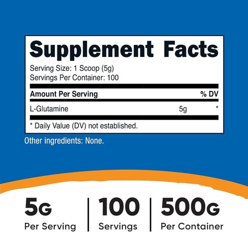 Nutricost L-Glutamine Powder (500 Grams) Unflavored - Gluten Free & Non-GMO, 100 Servings in Kuwait
