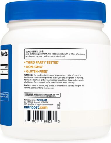 Nutricost L-Glutamine Powder (500 Grams) Unflavored - Gluten Free & Non-GMO, 100 Servings in Kuwait