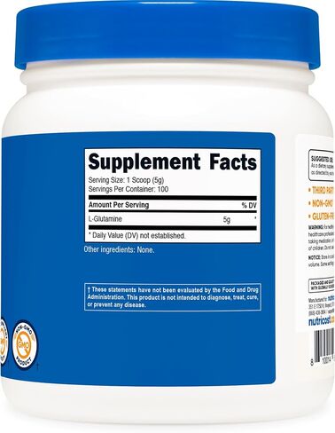 Nutricost L-Glutamine Powder (500 Grams) Unflavored - Gluten Free & Non-GMO, 100 Servings in Kuwait