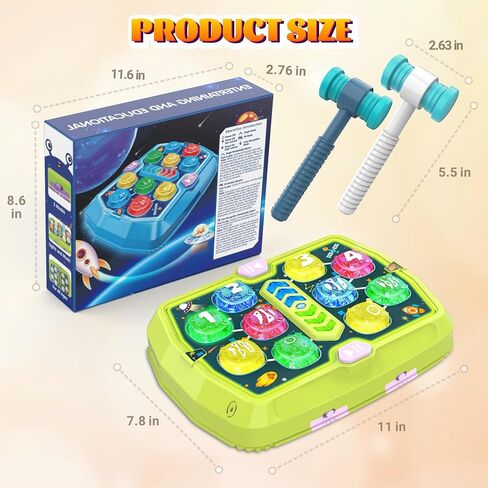 Whack Game Mole, Toys for 3-12 Year Old Boys Girls,Gift for Kids | Interactive Pounding Toys for Age 3-8, 3 Modes, 2 Hammers, Sound & Light, Birthday Xmas Gifts for Boys Girls Kids Age 3+ in Saudi Arabia