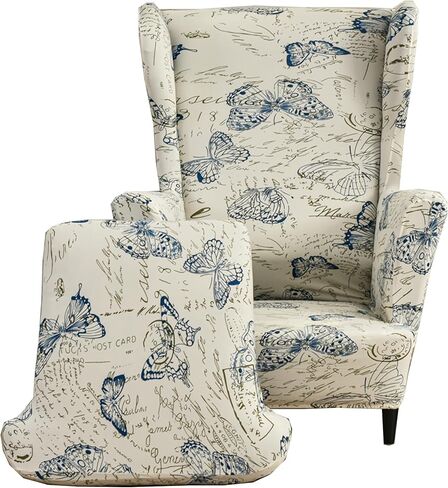 CRFATOP Polyester Wing Chair Covers 2 Piece Stretch Wingback Chair Slipcover Solid Wingback Armchair Covers with Elastic Bottom for Living Room Bedroom Wingback Chair,A32 in Kuwait