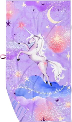 PRIS+SAND Mermaid Quick Dry Beach Towel & Pouch for Kids | Sandproof, Compact Microfiber Towels | Pink - 30" x 60" | Gift for Boys, Girls in Saudi Arabia