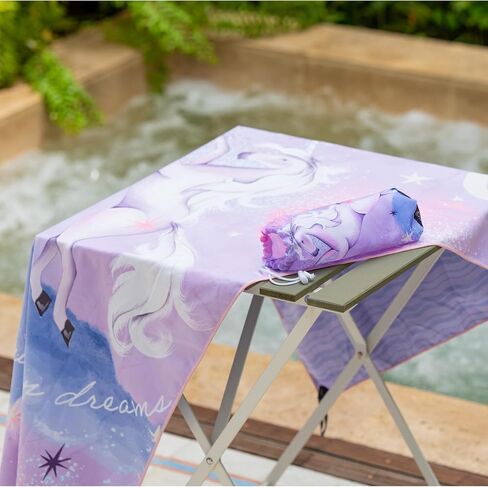 PRIS+SAND Mermaid Quick Dry Beach Towel & Pouch for Kids | Sandproof, Compact Microfiber Towels | Pink - 30" x 60" | Gift for Boys, Girls in Saudi Arabia