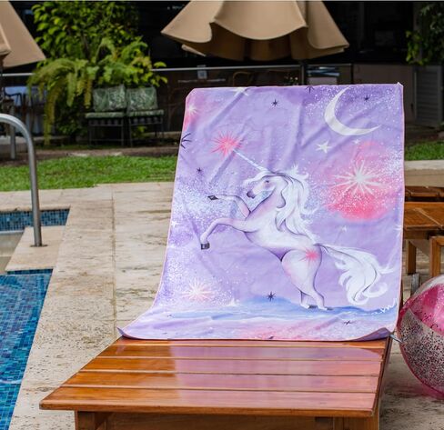 PRIS+SAND Mermaid Quick Dry Beach Towel & Pouch for Kids | Sandproof, Compact Microfiber Towels | Pink - 30" x 60" | Gift for Boys, Girls in Saudi Arabia