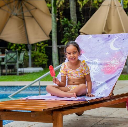 PRIS+SAND Mermaid Quick Dry Beach Towel & Pouch for Kids | Sandproof, Compact Microfiber Towels | Pink - 30" x 60" | Gift for Boys, Girls in Saudi Arabia