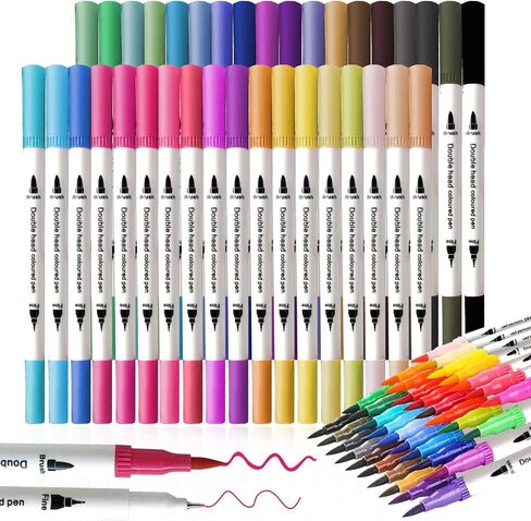 ArtBeek 120 Colors Watercolor Pens, Brush Markers with Fine & Brush Tip for Lettering, Drawing, Journaling, Note taking, Writing Books Bullet Journals Planners in Kuwait