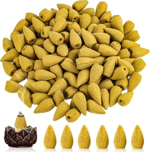 Sukh Backflow Incense Cones for Waterfall - Waterfall Scented Incense Cones 108PCS Backflow Smoke Burning Incense Cones Bulk 6 Different Incense Cones for Ceramic Backflow Waterfall Incense Burner in Kuwait