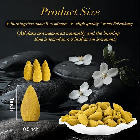 Sukh Backflow Incense Cones for Waterfall - Waterfall Scented Incense Cones 108PCS Backflow Smoke Burning Incense Cones Bulk 6 Different Incense Cones for Ceramic Backflow Waterfall Incense Burner in Kuwait