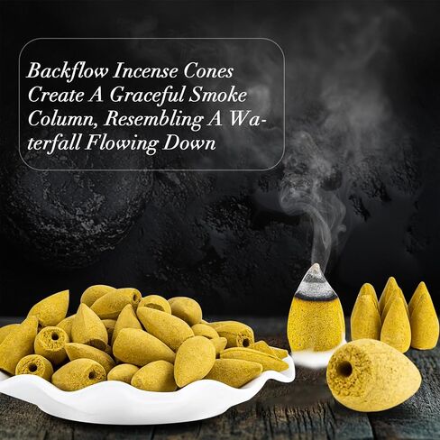 Sukh Backflow Incense Cones for Waterfall - Waterfall Scented Incense Cones 108PCS Backflow Smoke Burning Incense Cones Bulk 6 Different Incense Cones for Ceramic Backflow Waterfall Incense Burner in Kuwait