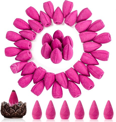 Sukh Backflow Incense Cones for Waterfall - Waterfall Scented Incense Cones 108PCS Backflow Smoke Burning Incense Cones Bulk 6 Different Incense Cones for Ceramic Backflow Waterfall Incense Burner in Kuwait