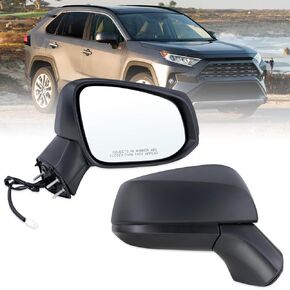 مرآة جانبية للراكب الأيمن تناسب 2019-2023 Toyota Rav4 مع إشارة انعطاف ساخنة للطاقة ومطابقة النقطة العمياء سوبر وايت استبدال 879100R271 (8 دبابيس)