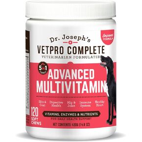 VetPro Dog Vitamins and Supplements - Pet Multivitamins with Probiotics, Glucosamine for Hip and Joint Health, Immune System Support, Allergy Meds - 5 in 1 Chewable Multivitamin for Puppy to Senior